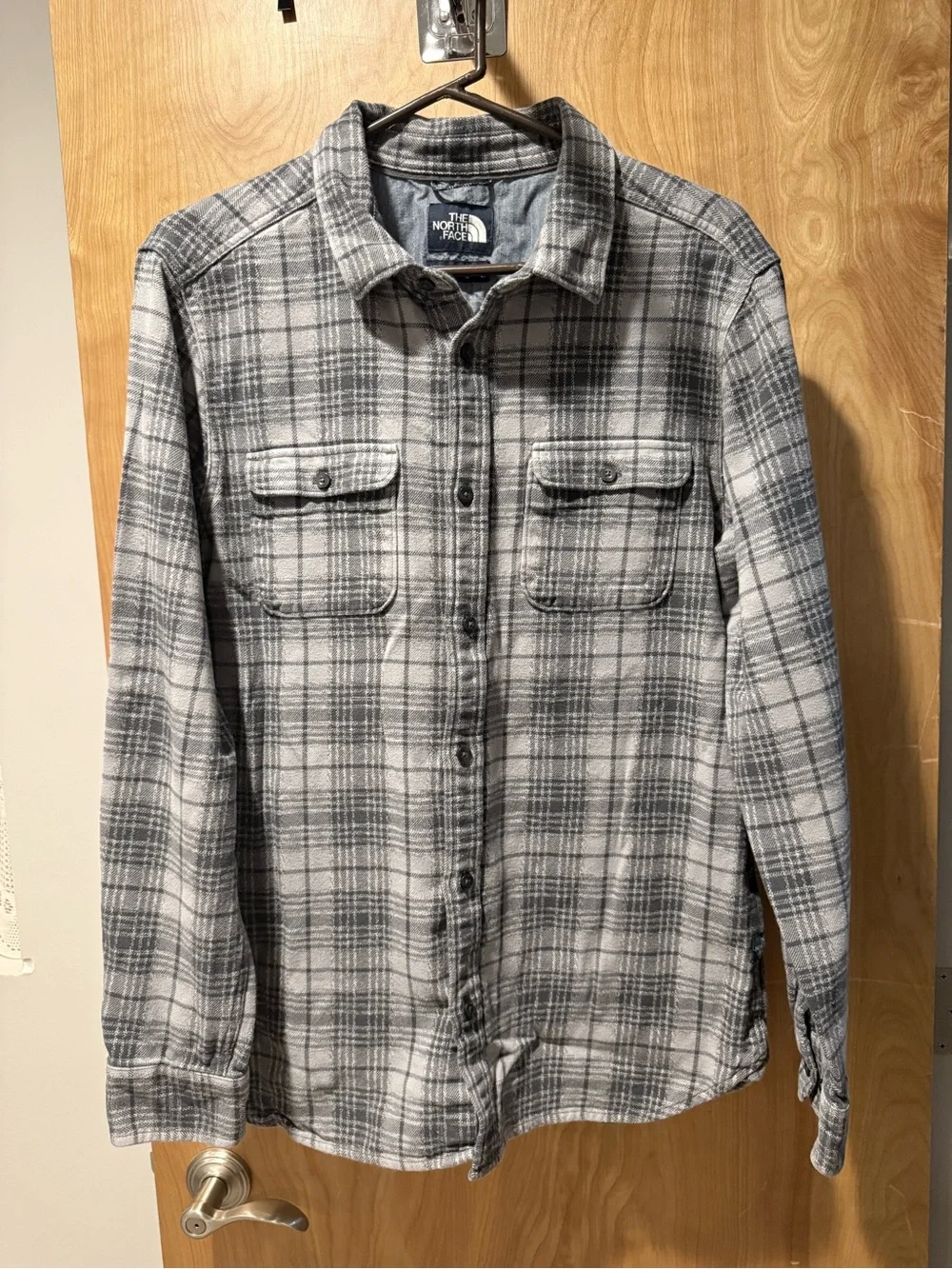 The North Face Gray Plaid Flannel Button-Up Shirt